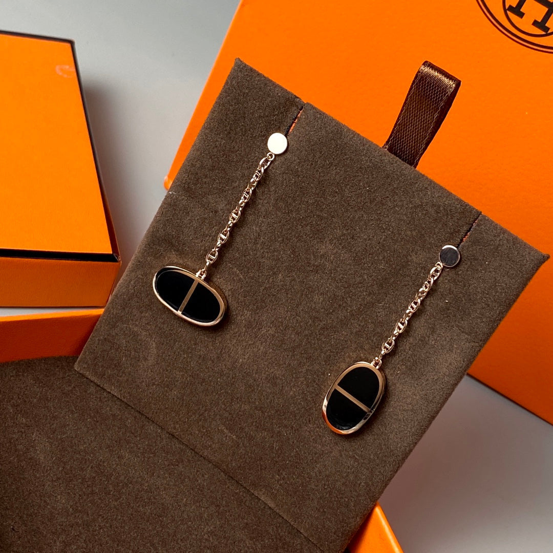 [Luxe]CHAINE VERSO BLACK CERAMIC EARRINGS