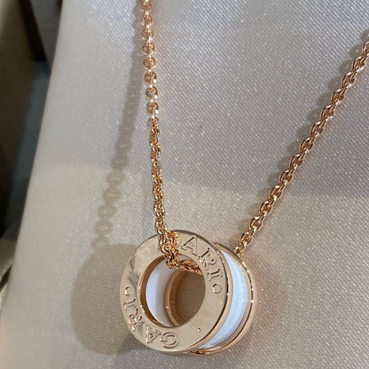 [Luxe]ZERO 1 WHITE CERAMIC PINK GOLD NECKLACE