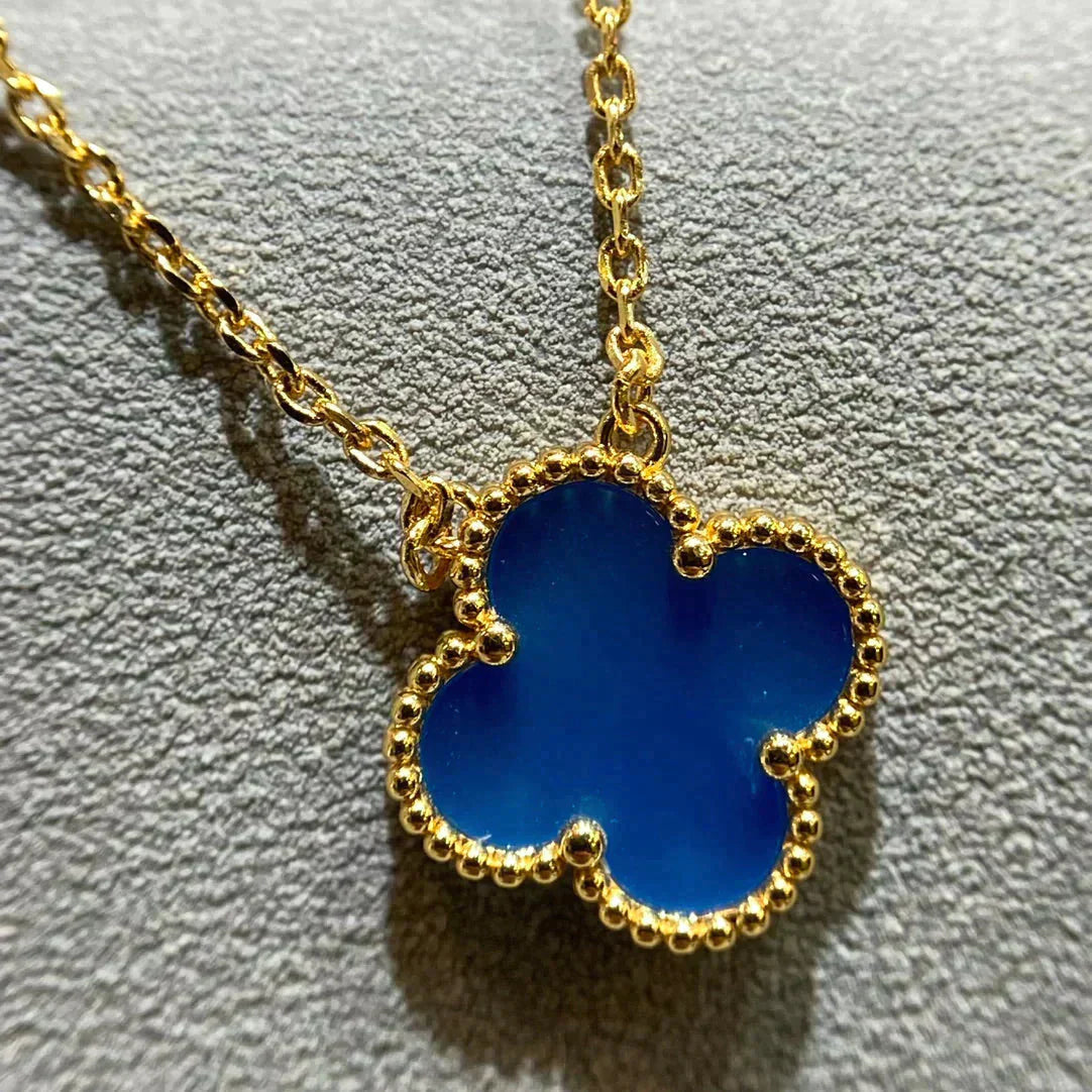 [Luxe]CLOVER 15MM BLUE AGATE NECKLACE