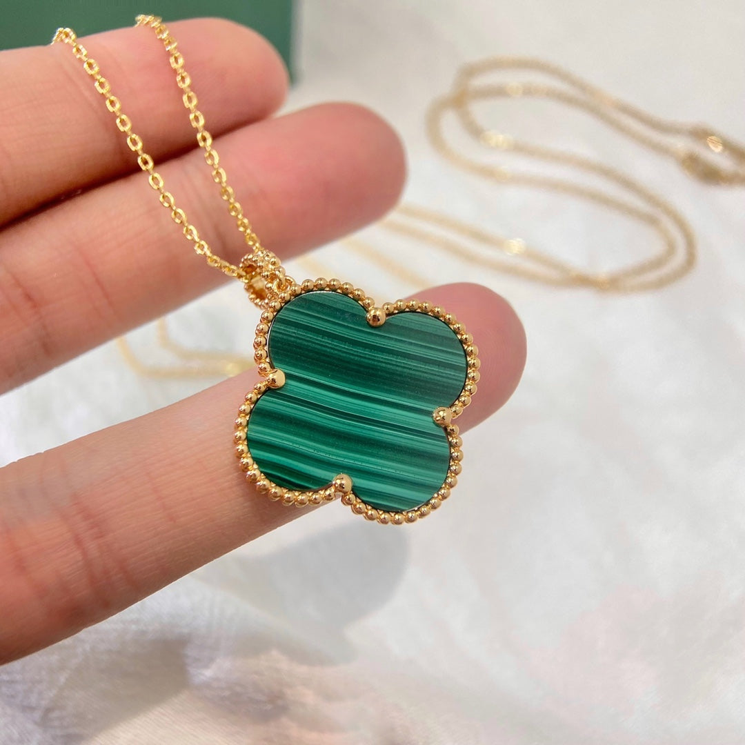 [Luxe]CLOVER 25MM MALACHITE GOLD NECKLACE