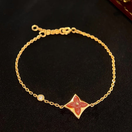 [LUXE]COLOR STAR CARNELIAN PINK GOLD DIAMOND ARMBAND