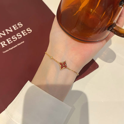 [LUXE]COLOR STAR CARNELIAN PINK GOLD DIAMOND ARMBAND