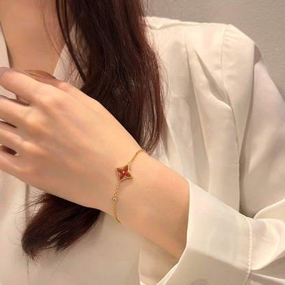[LUXE]COLOR STAR CARNELIAN PINK GOLD DIAMOND ARMBAND