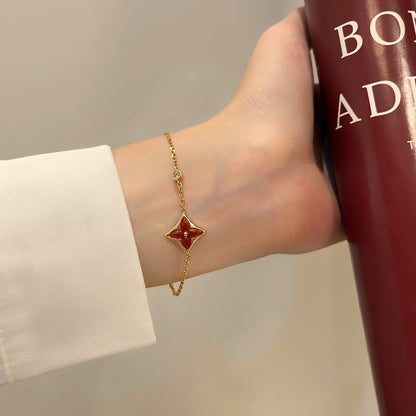 [LUXE]COLOR STAR CARNELIAN PINK GOLD DIAMOND ARMBAND