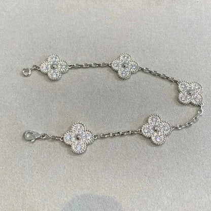 [LUXE] CLOVER 5 MOTIF FULL DIAMOND BRACELET COLLECTION