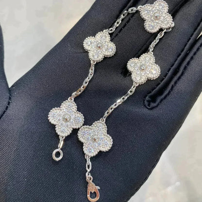 [Luxe]CLOVER 5 MOTIFS  DIAMOND BRACELET SILVER