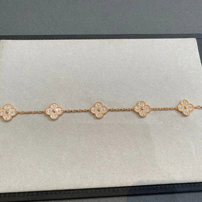 [Luxe]CLOVER 5 MOTIFS  FULL DIAMOND BRACELET