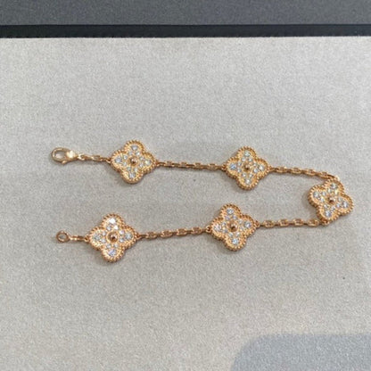 [Luxe]CLOVER 5 MOTIFS  FULL DIAMOND BRACELET