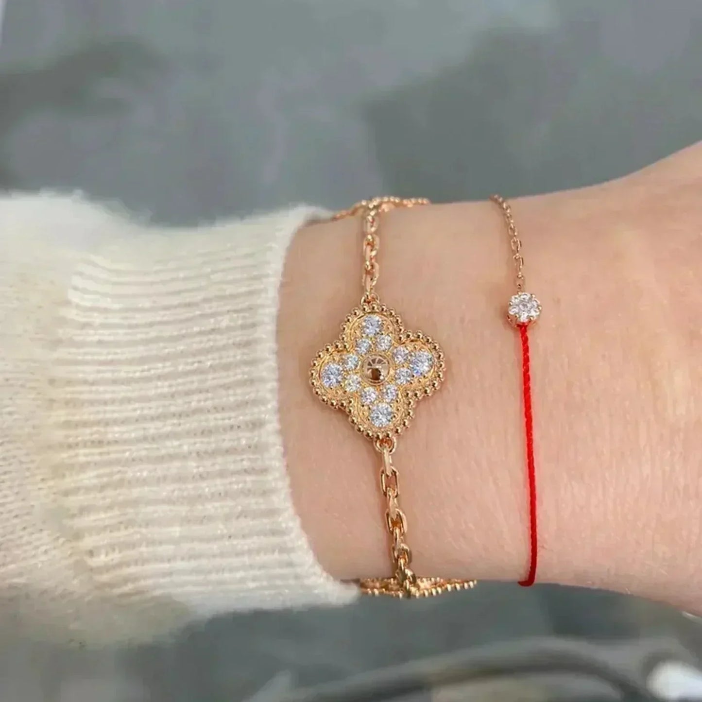 [Luxe]CLOVER 5 MOTIFS  FULL DIAMOND BRACELET