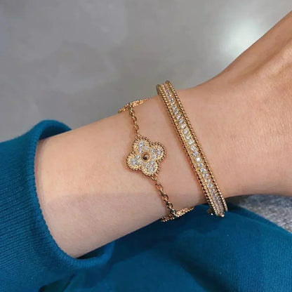 [LUXE] CLOVER 5 MOTIF FULL DIAMOND BRACELET COLLECTION