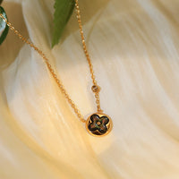 [Luxe Jewelry]SUN PEDANT PINK GOLD 1 DIAMOND NECKLACE