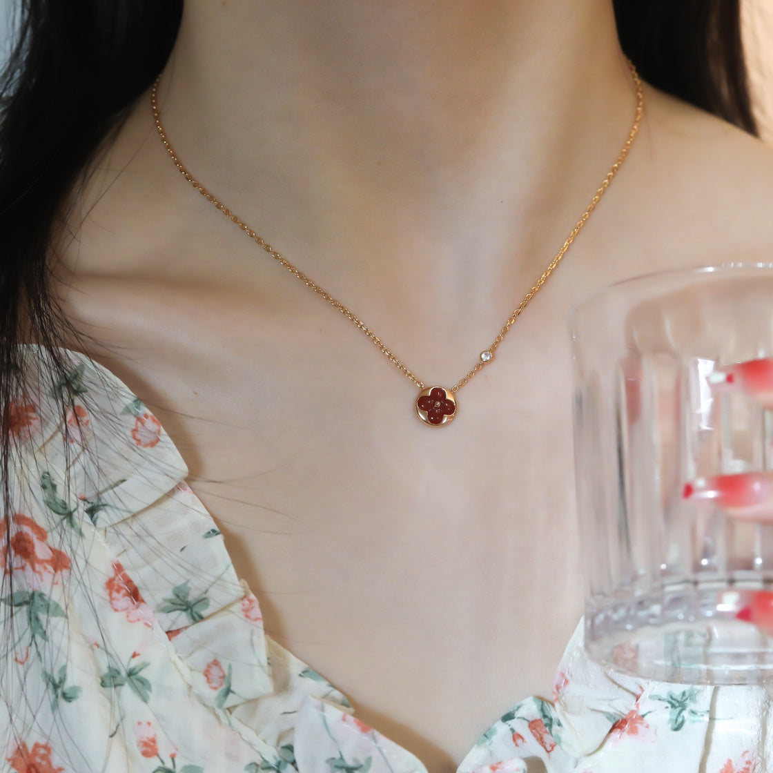 [Luxe]SUN PEDANT PINK GOLD 1 DIAMOND NECKLACE