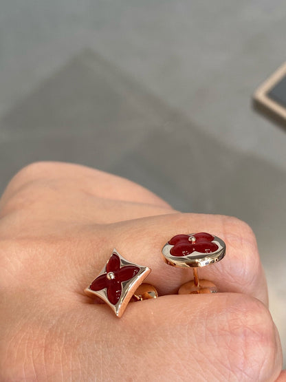 [LUXE]スター＆サン ピンクゴールド カーネリアン スタッドピアス