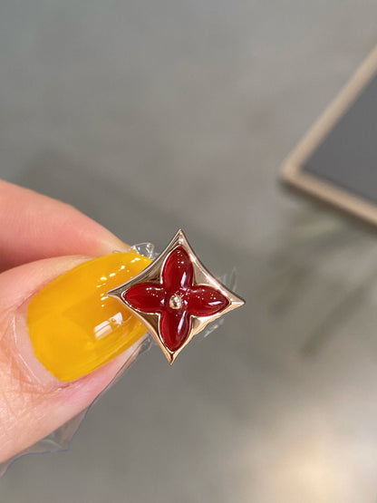 [LUXE]スター＆サン ピンクゴールド カーネリアン スタッドピアス
