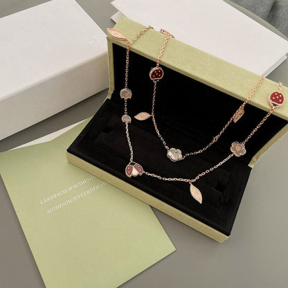 [LUXE]ラッキースプリング 15モチーフ ローズゴールドネックレス