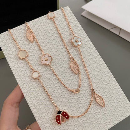 [LUXE]ラッキースプリング 15モチーフ ローズゴールドネックレス