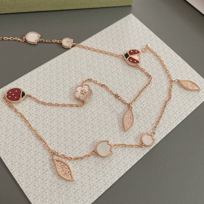 [LUXE]ラッキースプリング 15モチーフ ローズゴールドネックレス