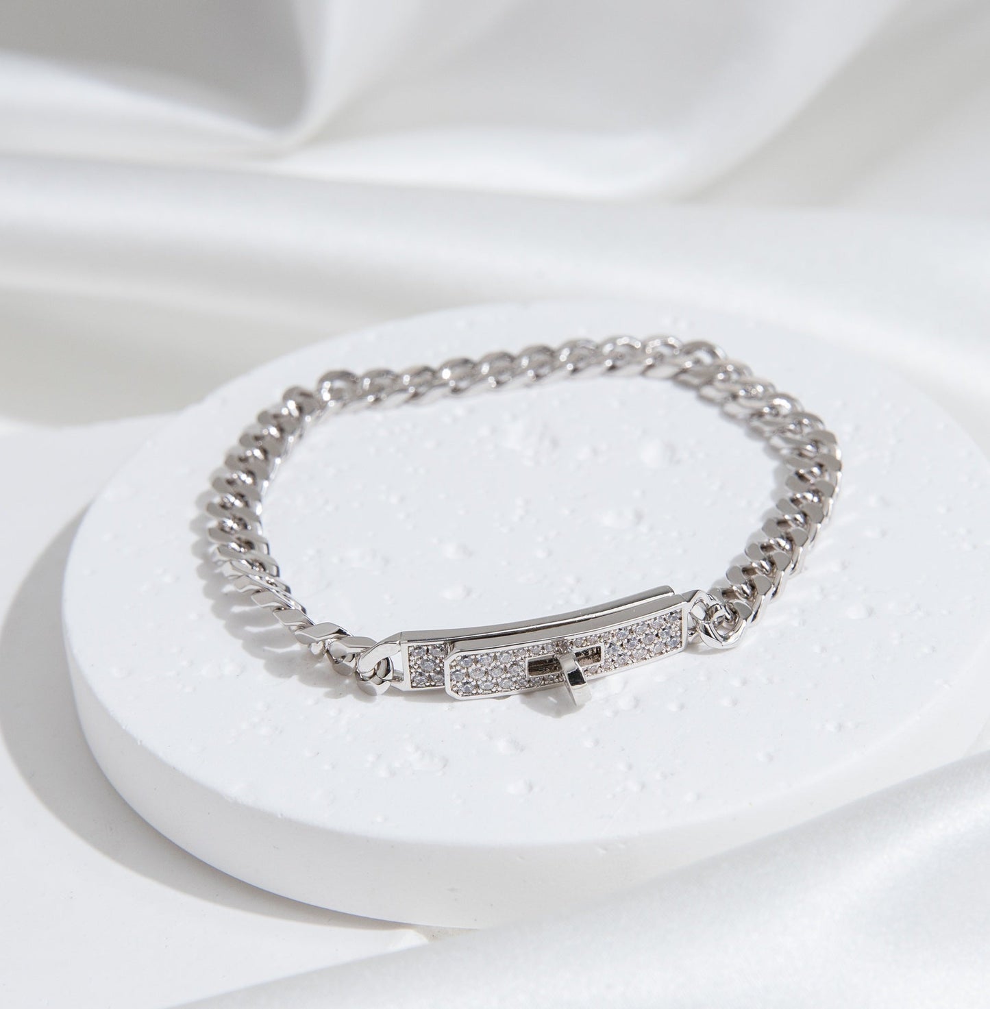 [Luxe]KELLY CHAIN SILVER DIAMOND BRACELET