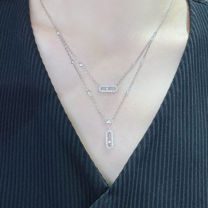 [Luxe Jewelry]MOVE 2 ROW DIAMOND NECKLACE