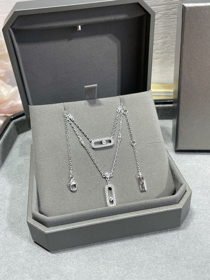 [Luxe Jewelry]MOVE 2 ROW DIAMOND NECKLACE