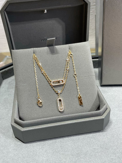 [Luxe Jewelry]MOVE 2 ROW DIAMOND NECKLACE
