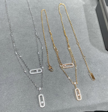 [Luxe Jewelry]MOVE 2 ROW DIAMOND NECKLACE