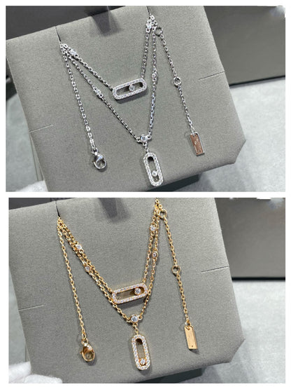 [Luxe Jewelry]MOVE 2 ROW DIAMOND NECKLACE