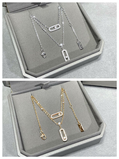 [Luxe Jewelry]MOVE 2 ROW DIAMOND NECKLACE