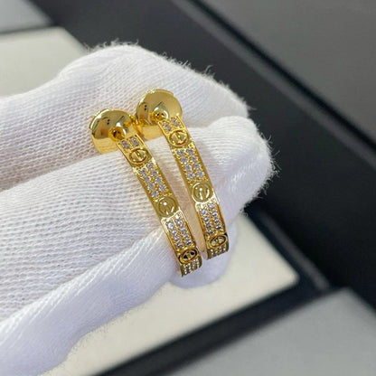 [Luxe Jewelry] LOVE EARRINGS 3.6MM DIAMOND PAVED