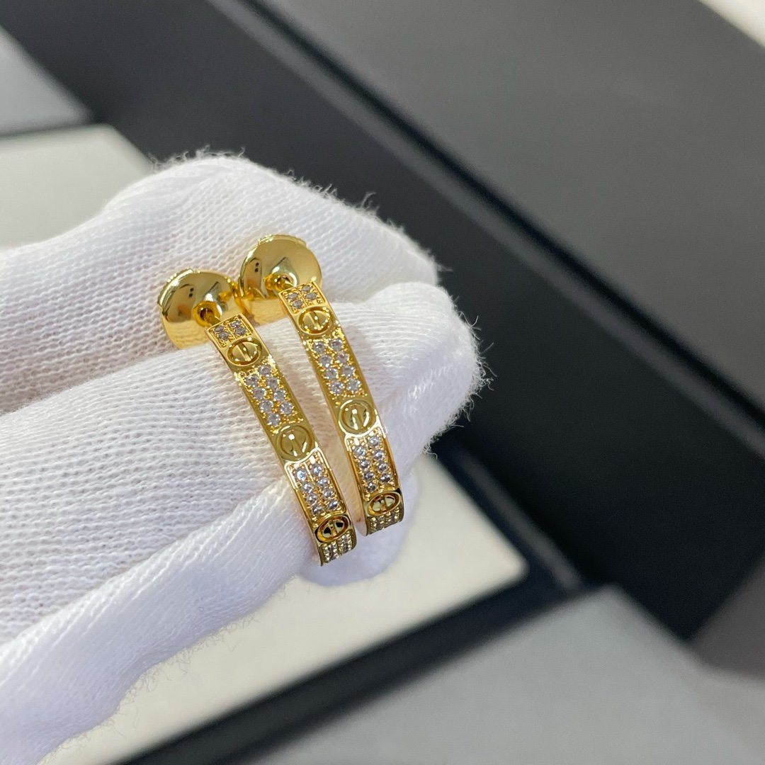 [Luxe]LOVE DIAMOND GOLD HOOP EARRINGS