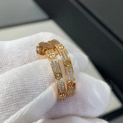 [Luxe Jewelry] LOVE EARRINGS 3.6MM DIAMOND PAVED