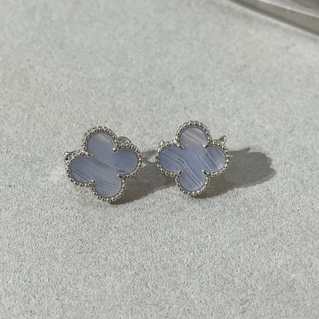 [LUXE]CLOVER CHALCEDONY SILBER-OHRSTÖSSE