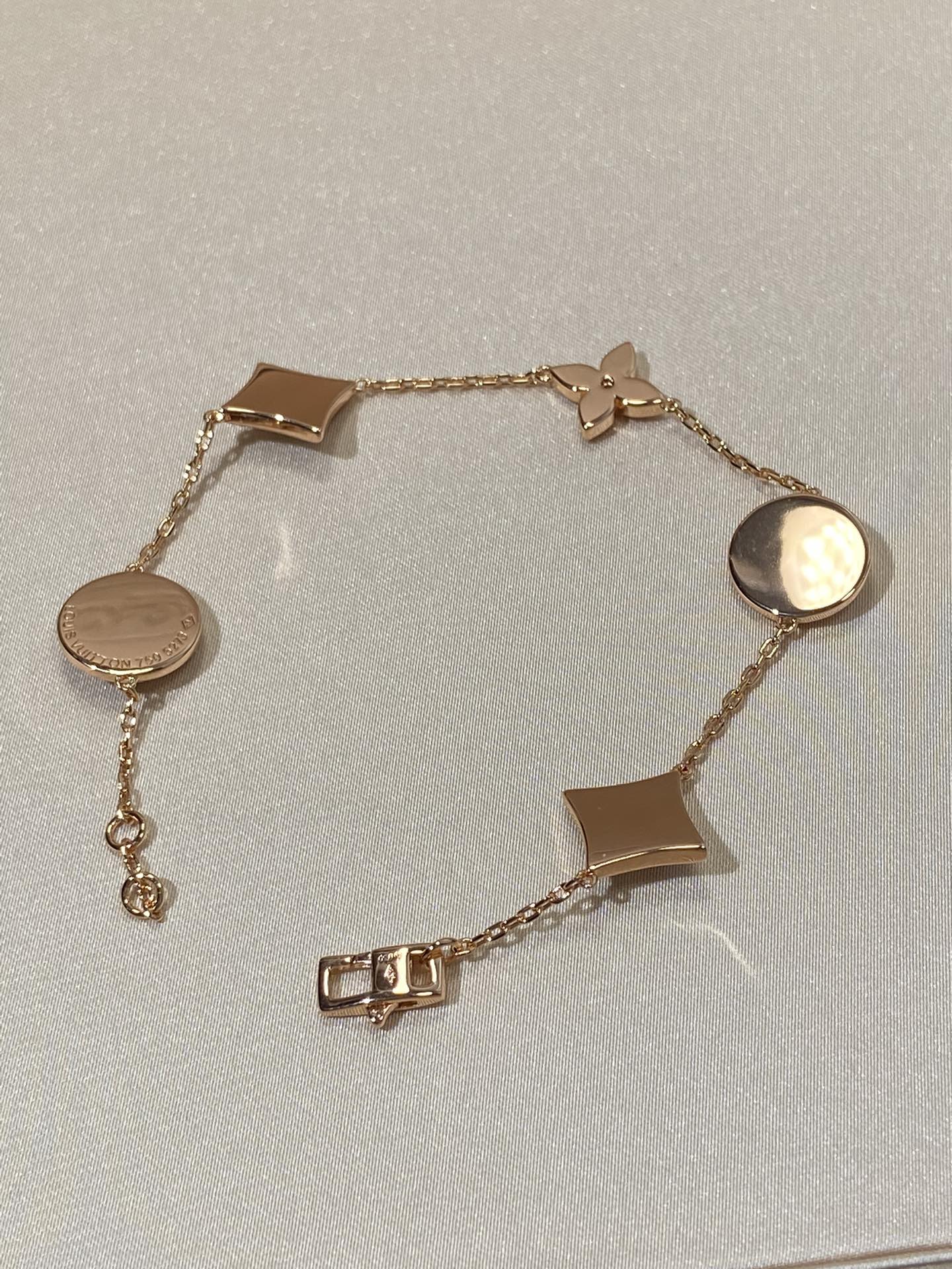 [Luxe]STAR AND SUN 5 MOTIF MOP PINK GOLD BRACELET