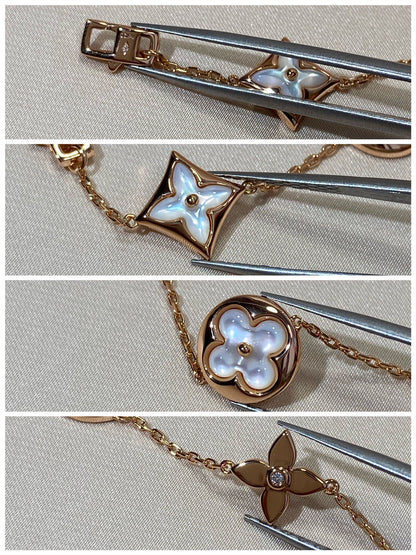[LUXE]STAR AND SUN 5 MOTIF MOP PINK GOLD ARMBAND