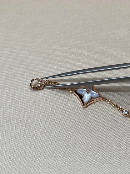 [LUXE]スター 4モチーフ モップ ダイヤモンド ピンクゴールド ブレスレット