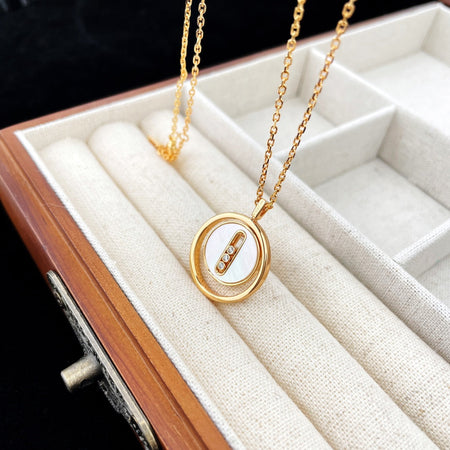 [Luxe Jewelry]LUCKY MOVE MOP PINK GOLD NECKLACE