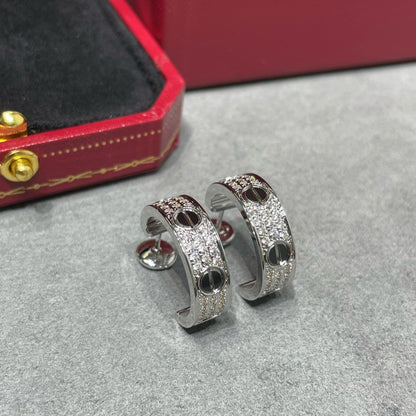 [Luxe Jewelry] LOVE CERAMIC DIAMOND PAVED SILVER EARRINGS