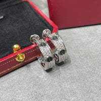 [Luxe Jewelry] LOVE CERAMIC DIAMOND PAVED SILVER EARRINGS