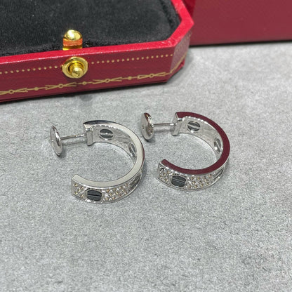 [Luxe Jewelry] LOVE CERAMIC DIAMOND PAVED SILVER EARRINGS