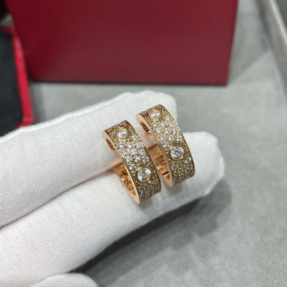 [Luxe Jewelry] LOVE 5.5MM DIAMOND PAVED EARRINGS