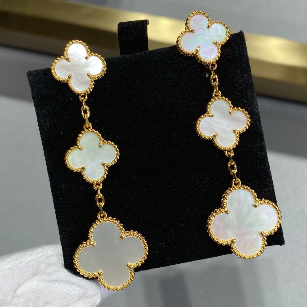 [LUXE]CLOVER MOP 3 MOTIFS GOLD EARRINGS