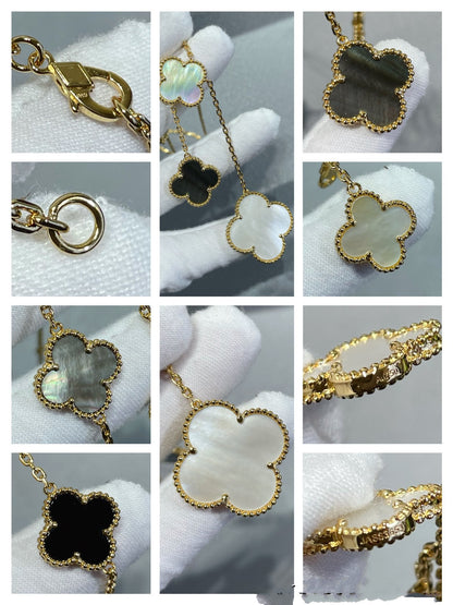 [LUXE] KETTE MIT 6 MUSTER-MOTIVEN, ONYX UND GOLD 