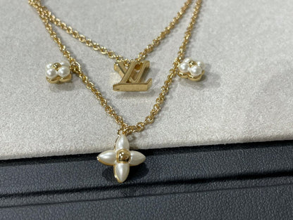 [Luxe]FLOWERGRAM GOLD MOP DOUBLE ROW NECKLACE