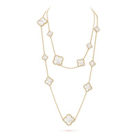 [LUXE]CLOVER 16 MOTIF WEISSER MOP GOLDENE HALSKETTE