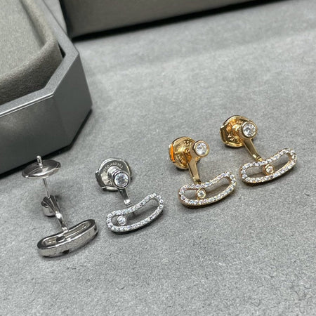 [Luxe Jewelry]MOVE UNO PINK GOLD DIAMOND EARRINGS