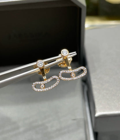 [Luxe Jewelry]MOVE UNO PINK GOLD DIAMOND EARRINGS