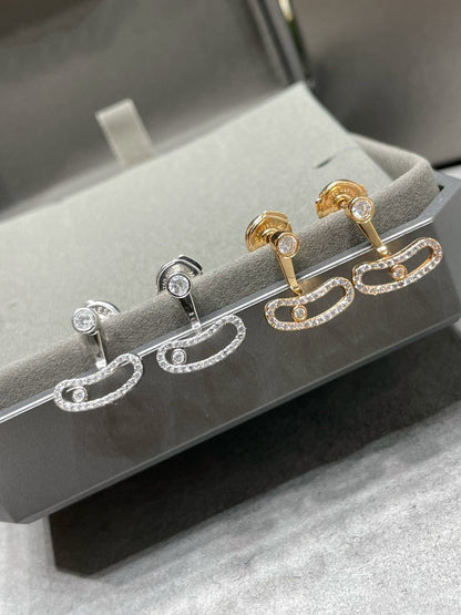 [Luxe Jewelry]MOVE UNO PINK GOLD DIAMOND EARRINGS