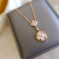 [LUXE] STAR AND SUN WHITE MOP 2 MOTIF ROSA GOLDENE KETTE 