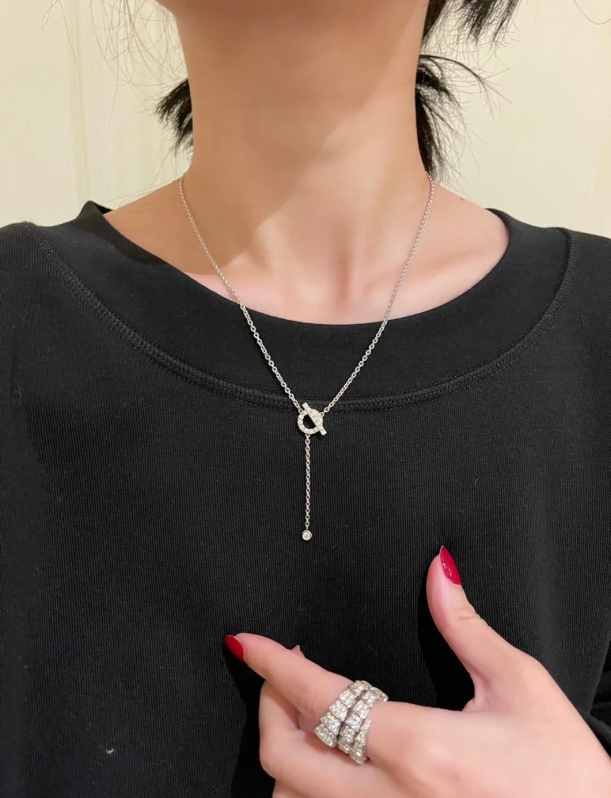 [Luxe]FINESSE SILVER DIAMOND NECKLACE