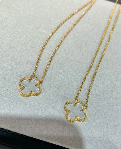 [Luxe]CLOVER ROCK CRYSTAL ROSE GOLD NECKLACE